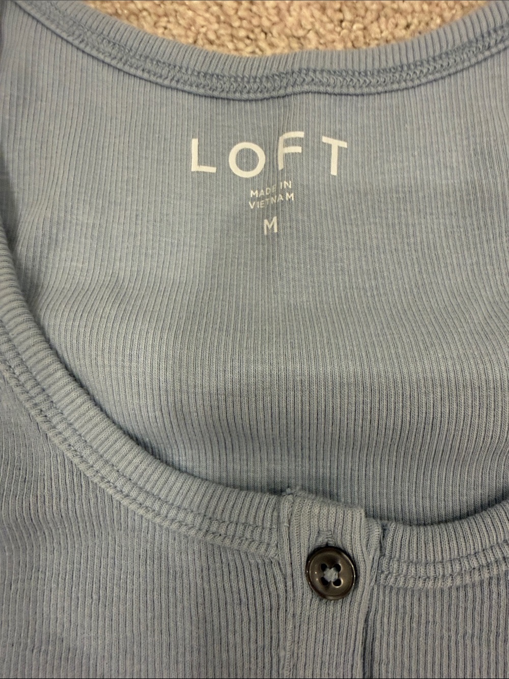 LOFT Slate Blue Ribbed Henley Tank - Picture 3 of 4